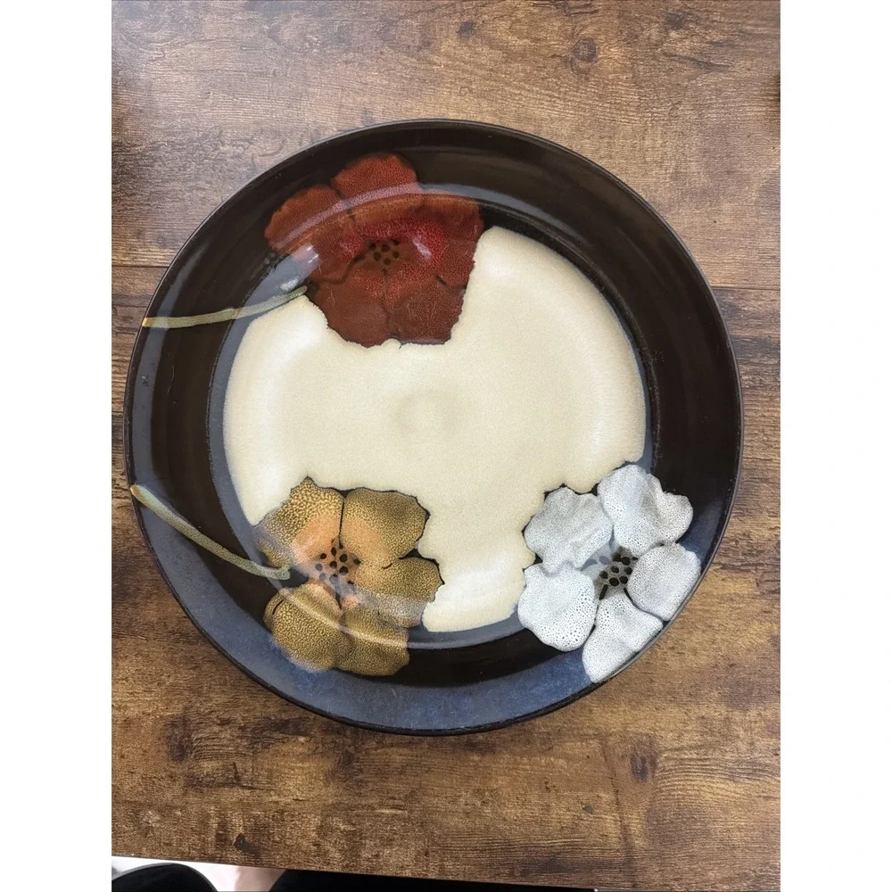 SET OF 6 PFALTZGRAFF HAND PAINTED POPPIES DINNER PLATES BROWN Diameter 11-1/4